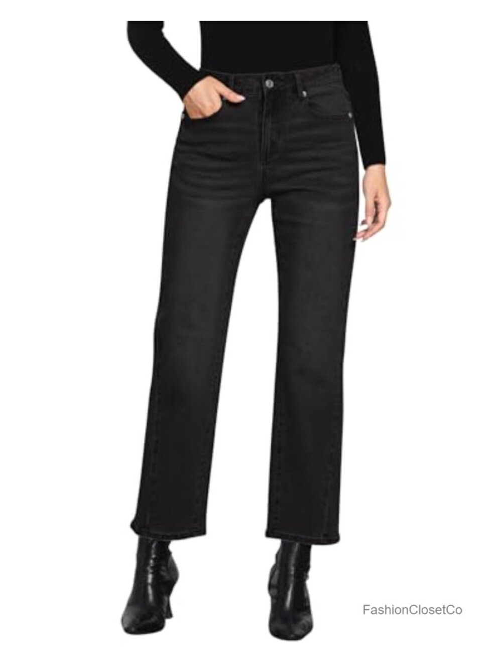 High Waisted Straight Leg Jeans Women Trendy Ankle Length Forward Seams